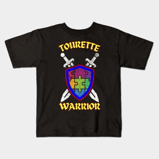 Tourette Warrior Puzzle Shield Kids T-Shirt by chiinta